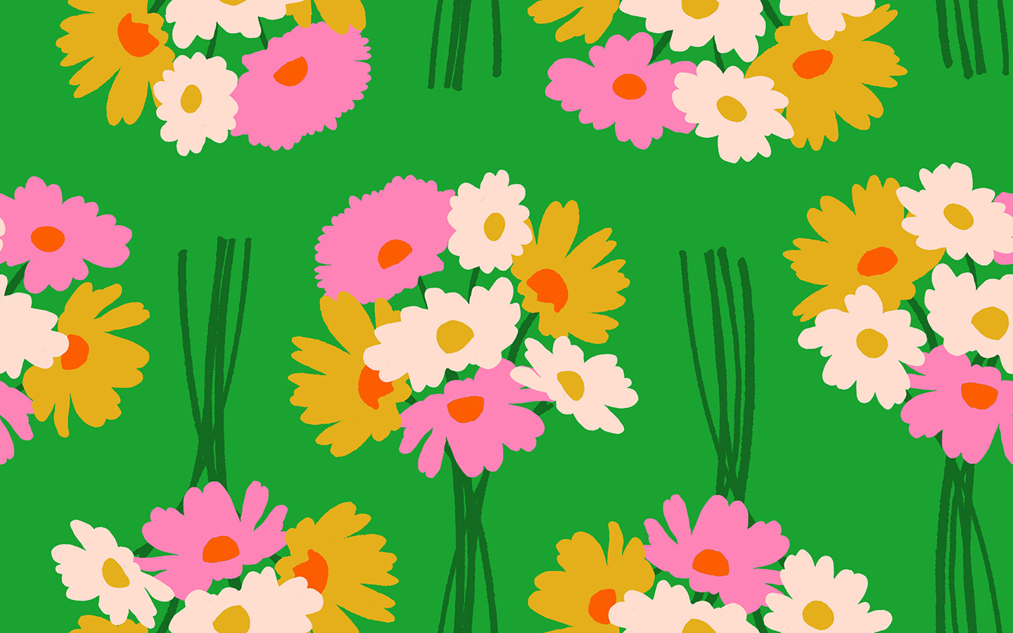 Sparkle Mart - Flower Dept Florals Vintage Retro Verdant