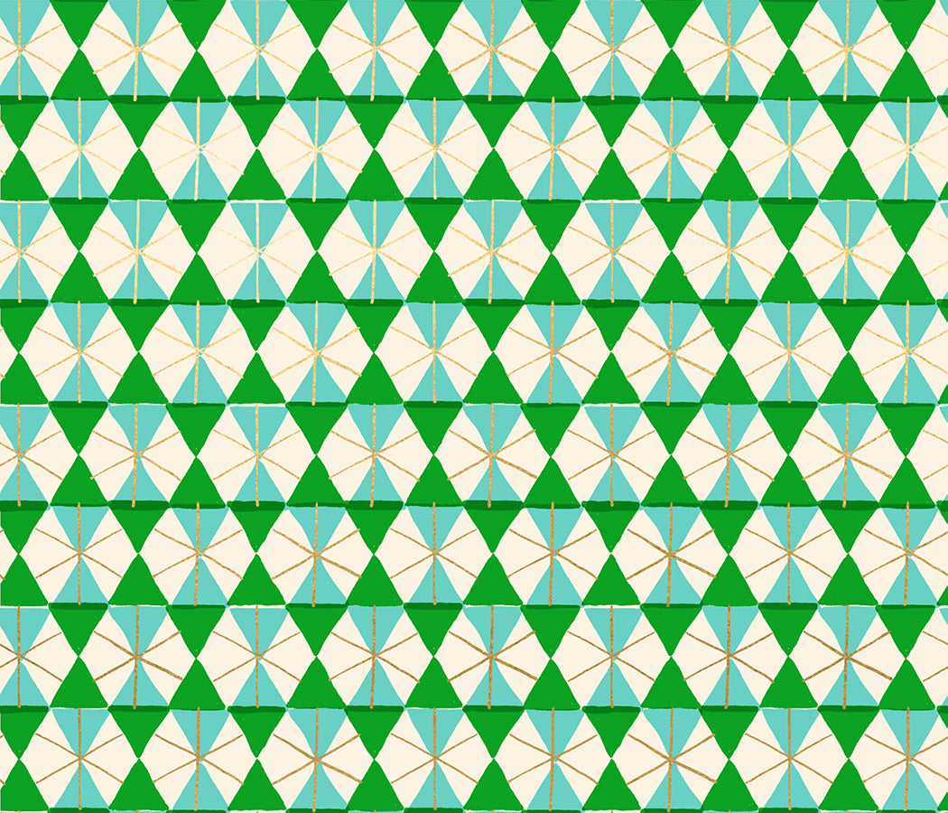 Merry Happy -Happy Hexie Christmas Vintage Blender Geometric Plaid Verdant