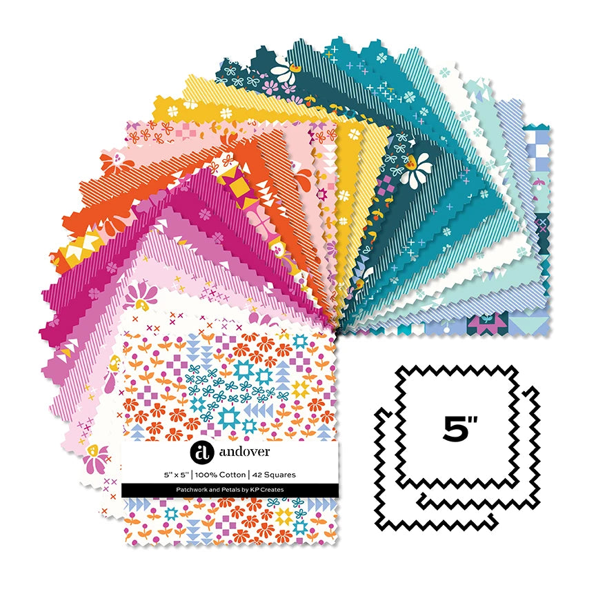 Patchwork and Petals - 5 inch Square