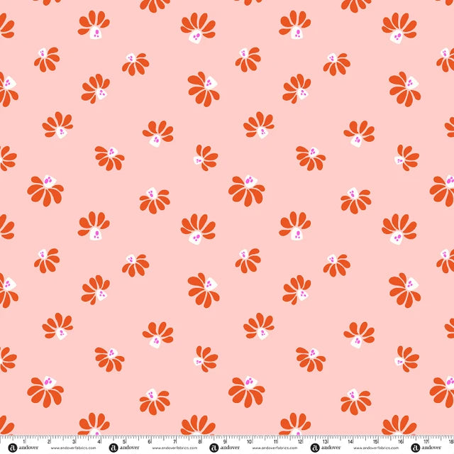 Patchwork and Petals - Cheerful Blooms Midnight Peach