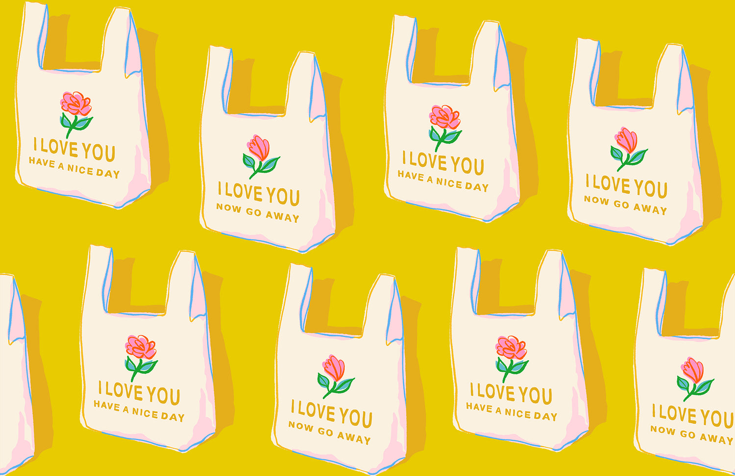 Sparkle Mart - Have A Nice Day Novelty Bag Vintage Retro Kitsch Pink Yellow