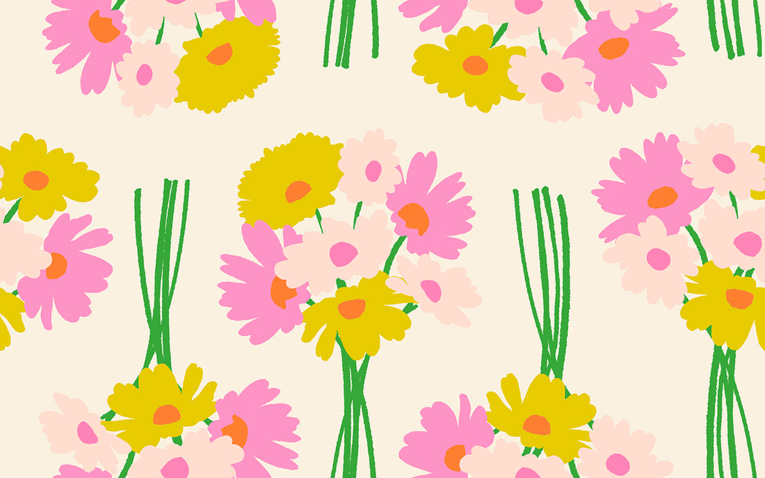 Sparkle Mart - Flower Dept Florals Vintage Retro Natural