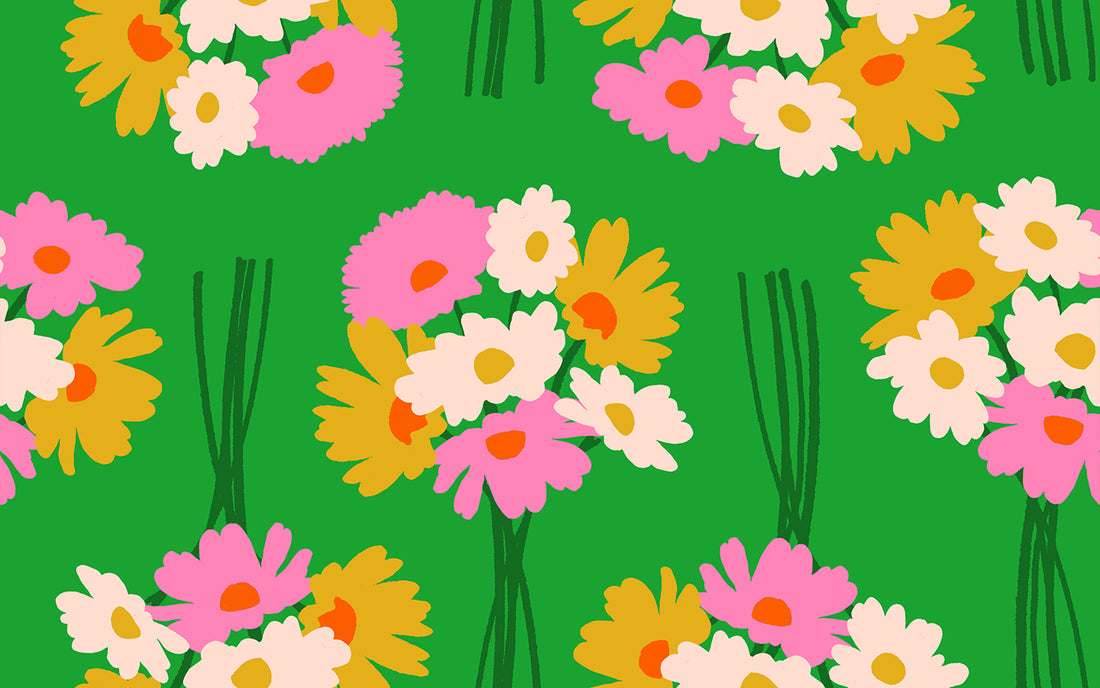 Sparkle Mart - Flower Dept Florals Vintage Retro Verdant