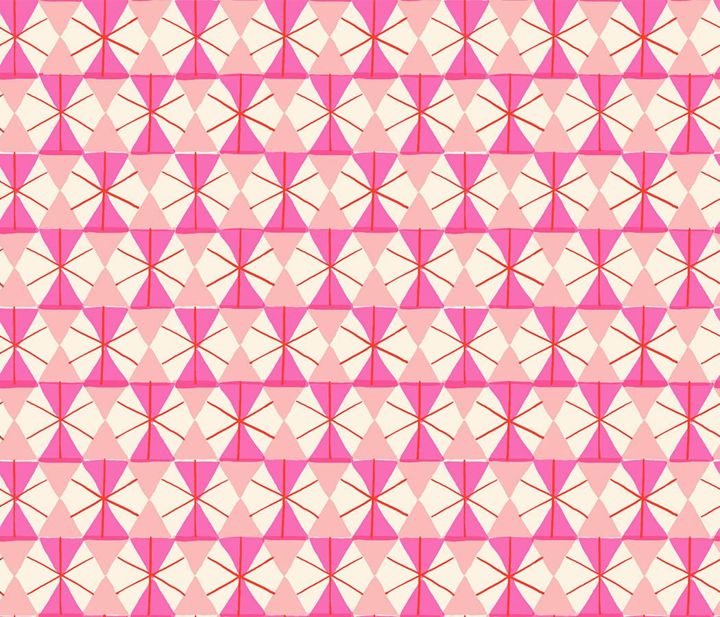Merry Happy -Happy Hexie Christmas Vintage Blender Geometric Plaid - Pink